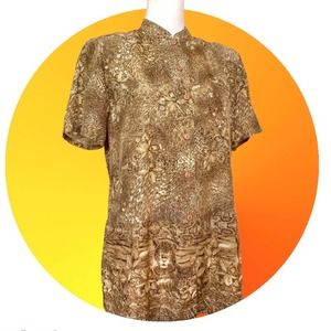 Vintage 90’s Silk Leopard Python Jungle Print Blouse Small